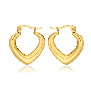 Polished hollow heart-shaped earrings in gold-plated stainless steel for women