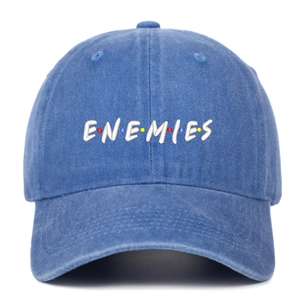 Enemies Letter Embroidery Washed Cotton Baseball Cap Retro Distressed Adjustable Dad Hat Hip Hop Style For Men Women
