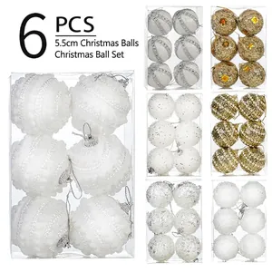 Christmas Ball Ornaments Foam Sequins Faux Artificial Pearls Hanging Xmas Tree Decorations Holiday Party Home Decor Sparkling