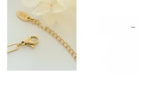 Dettaglio macro di catena di estensione placcata oro 18K con tag inciso K18 e chiusura