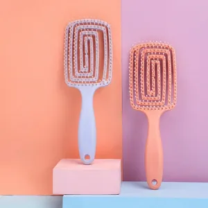 Vent Hair Brush Hollow Curved Detangling Massage Comb For Fluffy Styling Scalp Care Portable Plastic Hairbrush For Women