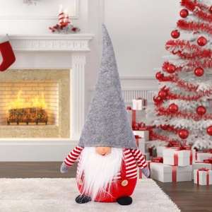 Christmas Gnome Doll Felt Knitted Fabric Faceless Tomte Scandinavian Nordic Rudolf Ornament Holiday Desktop Decoration Plush