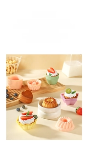 Detailed view of colorful heart and flower shaped food grade silicone baking molds