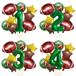 Kit Palloncini Festa a Tema Football Numero Verde Palloncino in Alluminio Super Bowl Decorazione Compleanno Touch Down Accessori Festa Sportiva