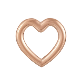 Close-up of minimalist rose gold heart-shaped metal pendant with smooth polished finish