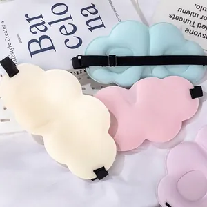 3D cloud shaped sleep mask set with adjustable strap in soft breathable material