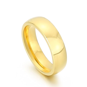 Bague Anneau Simple En Acier Inoxydable Doré Poli Miroir Acier Titane 316L Bijoux Doigt Unisexe