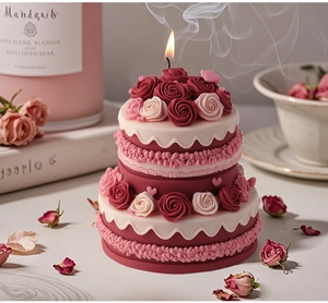 Detailed view of 3D rose flower cake silicone mold for DIY scented candle making