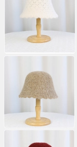 Detailed knit texture and wavy brim of crochet bucket hat in multiple neutral colors