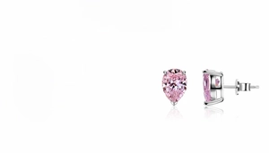 Detail view of 3ct pear cut pink diamond earrings with S925 sterling silver specifications