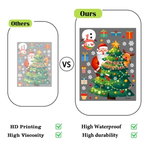 Comparison showing high-definition Christmas wall stickers with Santa and Reindeer designs