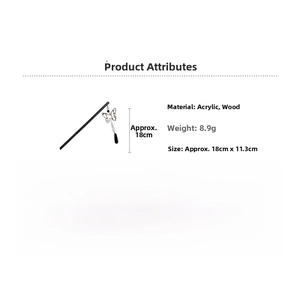 Detailed specs of acrylic and wood butterfly hair stick with tassel, 18cm long
