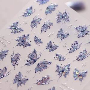 3D Relief Butterfly Nail Art Stickers Laser Holographic Self Adhesive Decals For Manicure Decoration Elegant Butterfly Design