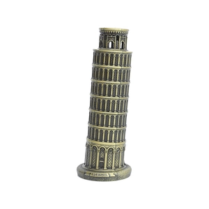 Vintage bronze Leaning Tower of Pisa alloy model ornament with engraved base detail