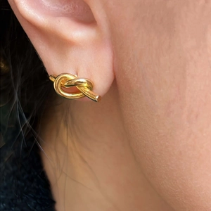 Minimalist Knot Stud Earrings Stainless Steel Twisted Irregular Small Chic High End Style Jewelry For Women