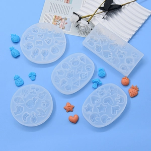 5-piece silicone mold set featuring fruit, heart, and star shapes for DIY baking and crafts