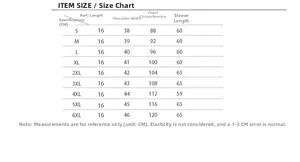 Detailed size chart for faux fur bolero jacket with measurements from S to 6XL sizes