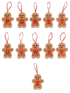 Set di decorazioni natalizie omino di pan di zenzero in feltro con lettere P-Z