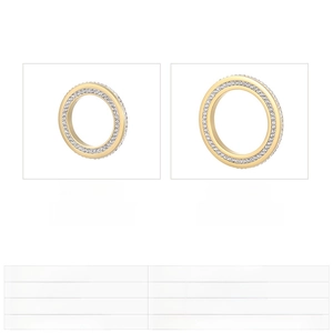 Détails des pendentifs ronds évidés en acier doré avec strass sertis et dimensions