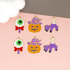 Halloween DIY alloy charms with pumpkin, zombie hand and eyeball for jewelry making