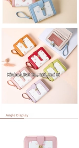 Detail showing various colors of short bow wallets with wristlets and metal clasps