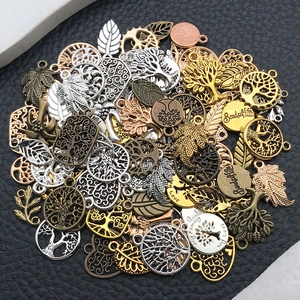 Mixed Alloy Tree Of Life Leaf Charms Hollow Botanical Plant Pendants For DIY Jewelry Making Bracelet Necklace Keychain Accessories
