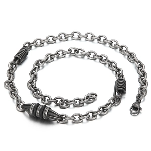 Men's titanium steel industrial chain necklace with spring link and bullet pendant