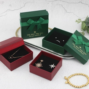 Elegant Ribbon Bowknot Jewelry Gift Box Paper Cardboard Square Storage Organizer Case For Rings Necklaces Bracelets Packaging