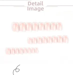 Detailed set of nude and white French tip press-on nails in various sizes
