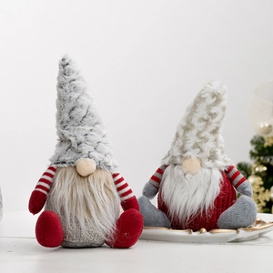 Christmas Gnome Plush Doll Faceless Nordic Gonk With Knit Striped Arms Plush Hat For Holiday Tabletop Window Decor