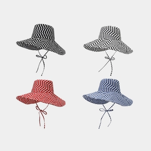 Polka Dot Wide Brim Bucket Hat Women Polyester Sun Protection Summer Beach Vacation Fashion With Windproof Strap