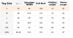 Size chart showing S to 3XL measurements for men's knit button cardigan shirts