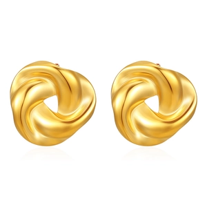 Chic 18K gold plated twisted irregular stainless steel hoop earrings for women