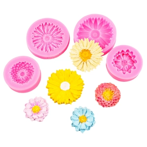 Pink daisy flower silicone molds set for chocolate fondant and DIY resin crafts