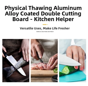Fast thawing double-sided cutting board for meat and fish in professional kitchen