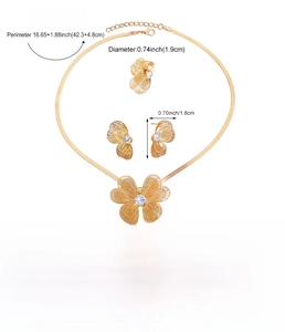 Detailed size chart for golden hollow butterfly necklace earring and ring jewelry set
