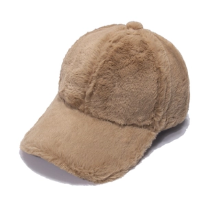 Plush Baseball Cap Faux Rabbit Fur Warm Winter Solid Color Adjustable Thickened Outdoor Fashion Hat For Women Men
