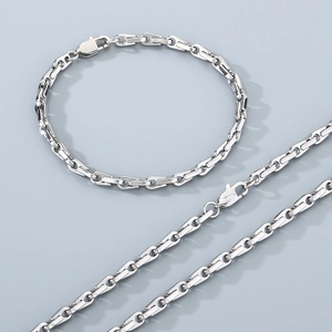 Collier Et Bracelet En Acier Inoxydable À Maillons Entrelacés Style Hip Hop Street Pour Hommes