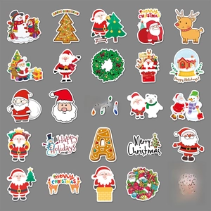 50pcs waterproof Christmas graffiti stickers with Santa, reindeer and snowman for DIY decor