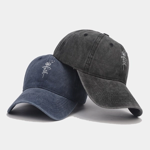 Classic washed cotton baseball cap with Faith embroidery in grey and navy blue colors