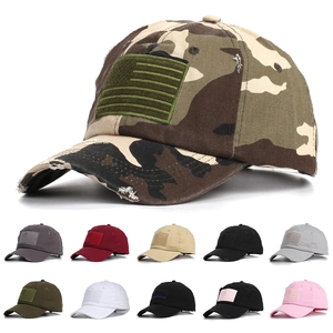 Washed Cotton Baseball Cap USA Flag Patch Distressed Vintage Tactical Sun Hat For Men Women Outdoor Streetwear