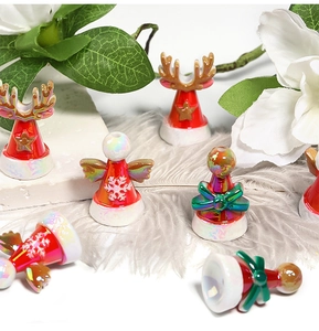 Christmas beaded accessories set with red reindeer and snowflake charms for DIY phone chains