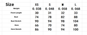 Size guide with detailed measurements for the 3D flower beach crop top camisole