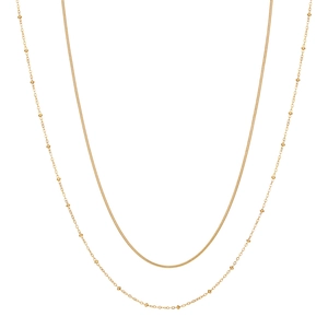 Minimalist Stainless Steel Double Layered Necklace For Women Gold Silver Snake Chain Bead Chain Clavicle Chain Fashion Jewelry Gift