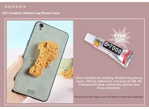 Kit custodia per telefono fai-da-te con pollo fritto 3D realistico e colla B-7000