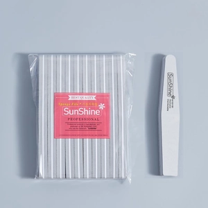 Macro detail of Sunshine professional washable double-sided sponge nail files 100/180 grit