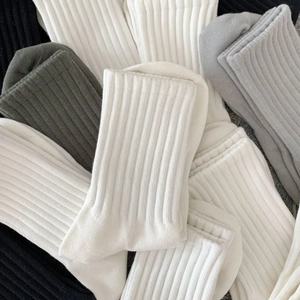 Men's breathable mid-calf cotton sports socks in black, white, grey and olive green set
