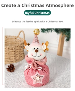 Sacchetto regalo di Natale a forma di renna rosa con paillettes e coulisse per dolci