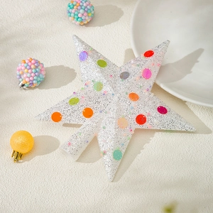 Cime de sapin de Noël étoile blanche étincelante avec paillettes colorées décoratives