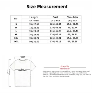 Size chart showing length, bust, and shoulder measurements for sleeveless cotton t-shirt